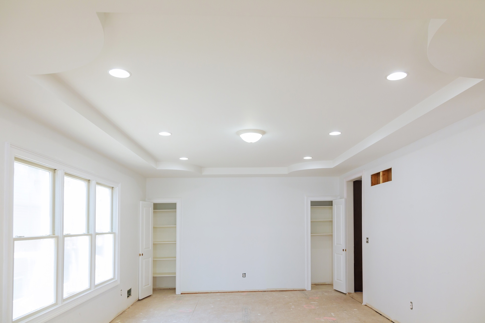 Construction building industry new home construction interior drywall and finish details Light white